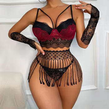 Burlesque-style lace lingerie set ( K0728 )