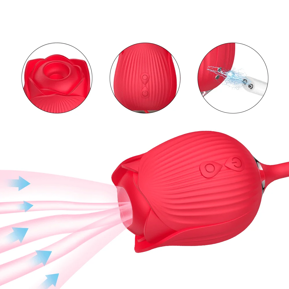 The Thrusting Double Rose Toy Clit Sucker With Thrusting Bullet Vibrator