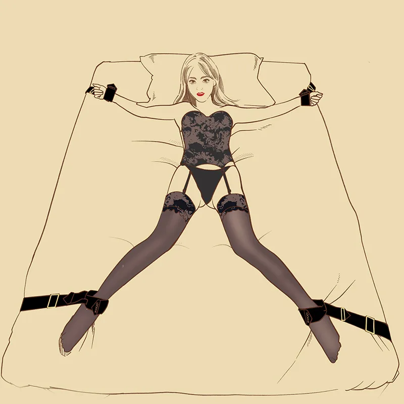 Under Bed BDSM Bondage Restraint Strap System ( K0454 )