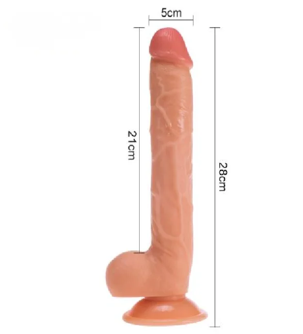 Premium Realistic 11 Inch Silicone Dildo - Flesh Tone ( D0720 )