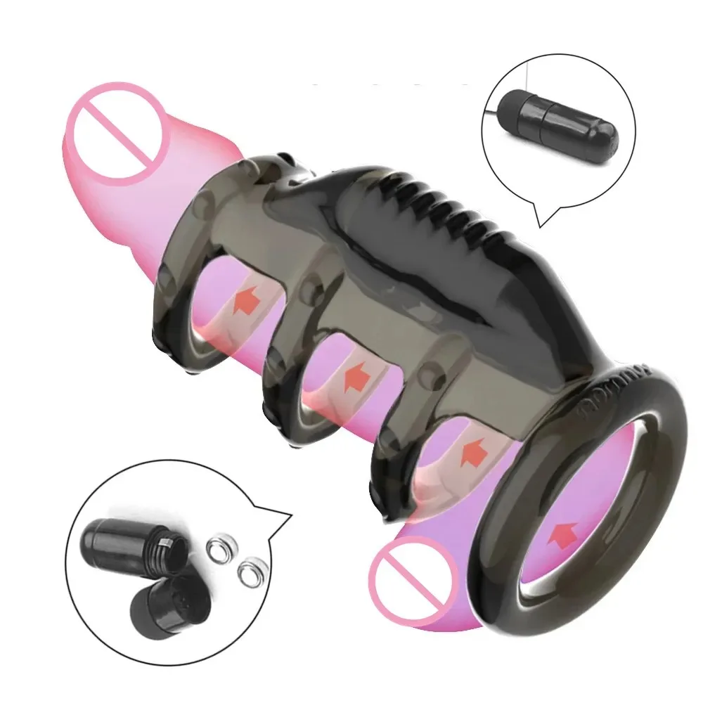 Triple-Lock Vibrating Cock Ring - Premium Enhancer Sleeve ( F0319 )