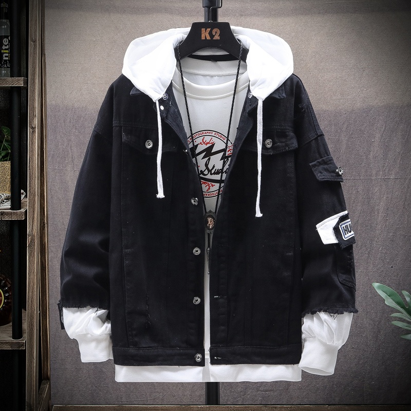 Jaket clearance jeans hoodie