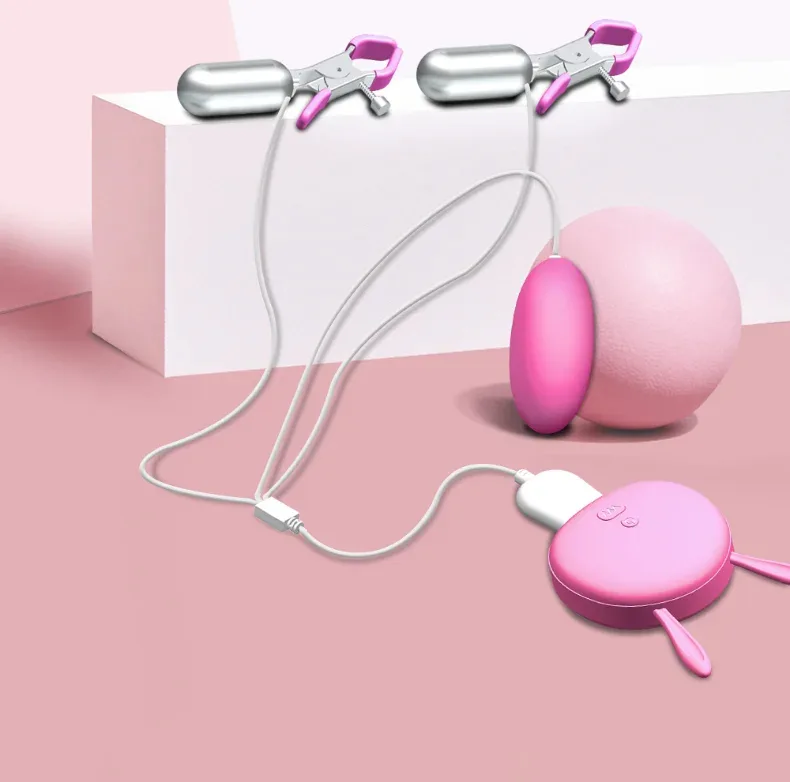 Remote Controllable Wearable Vibrator Set – Rechargeable Nipple Stimulator & Love Egg ( C0340 ) view 2