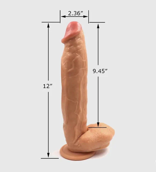 Premium Realistic 11.4 Inch Silicone Dildo - Flesh Tone ( D0721 )