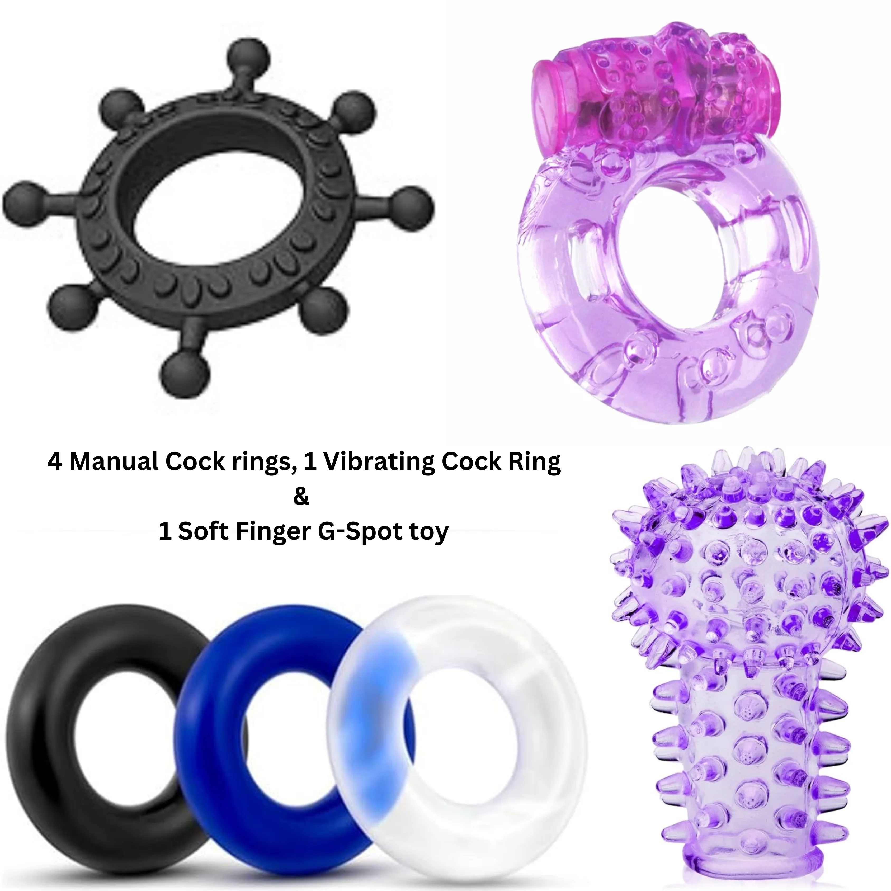 5 - Piece Cock Ring Set with Vibrating Ring ( F0328 )