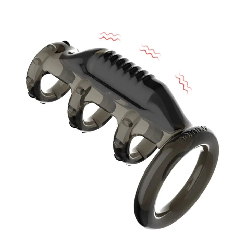 Triple-Lock Vibrating Cock Ring - Premium Enhancer Sleeve ( F0319 )
