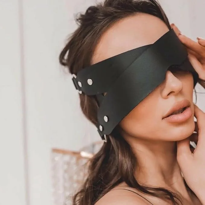 Black Faux Leather Eye Mask ( K0229 )