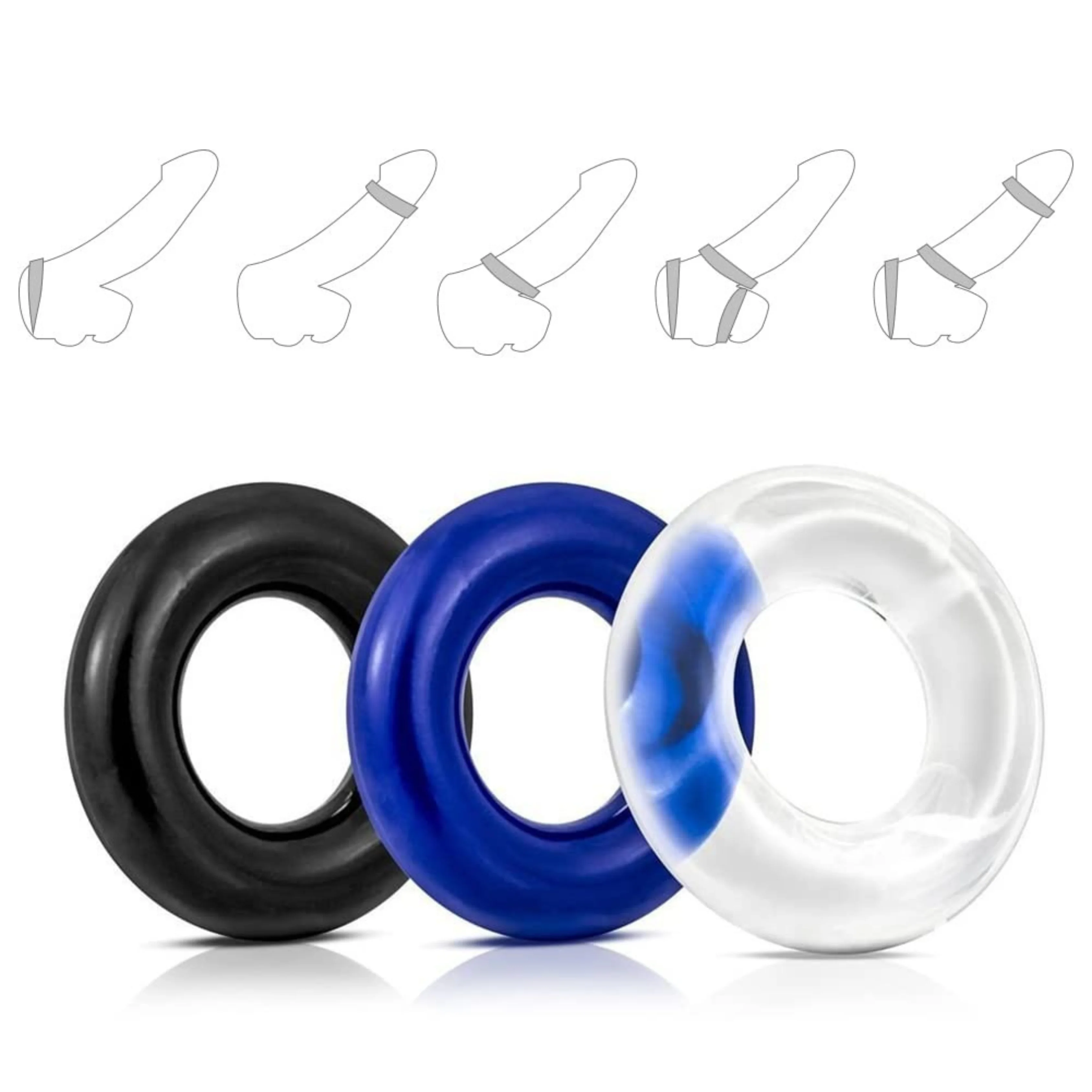 5 - Piece Cock Ring Set with Vibrating Ring ( F0328 )