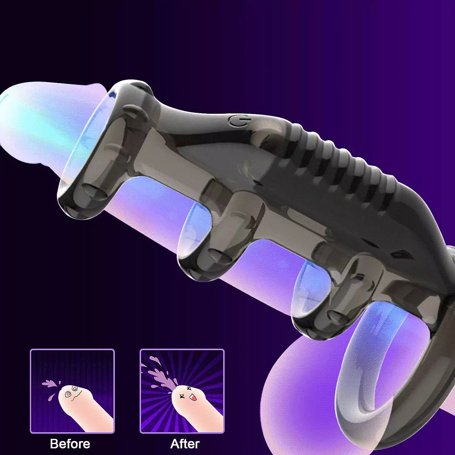 Triple-Lock Vibrating Cock Ring - Premium Enhancer Sleeve ( F0319 )