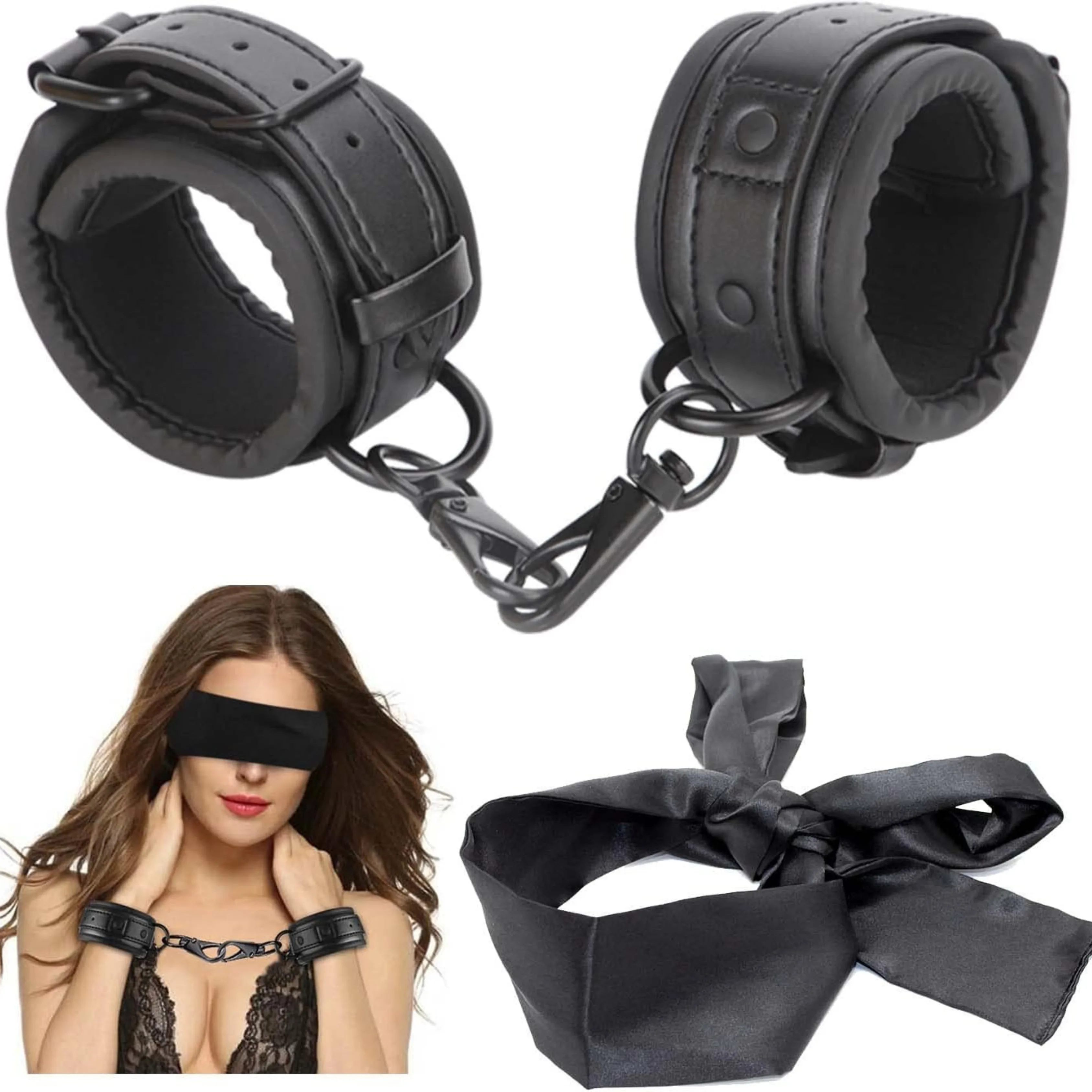 BDSM Handcuffs and Blindfold Set ( K0218 )