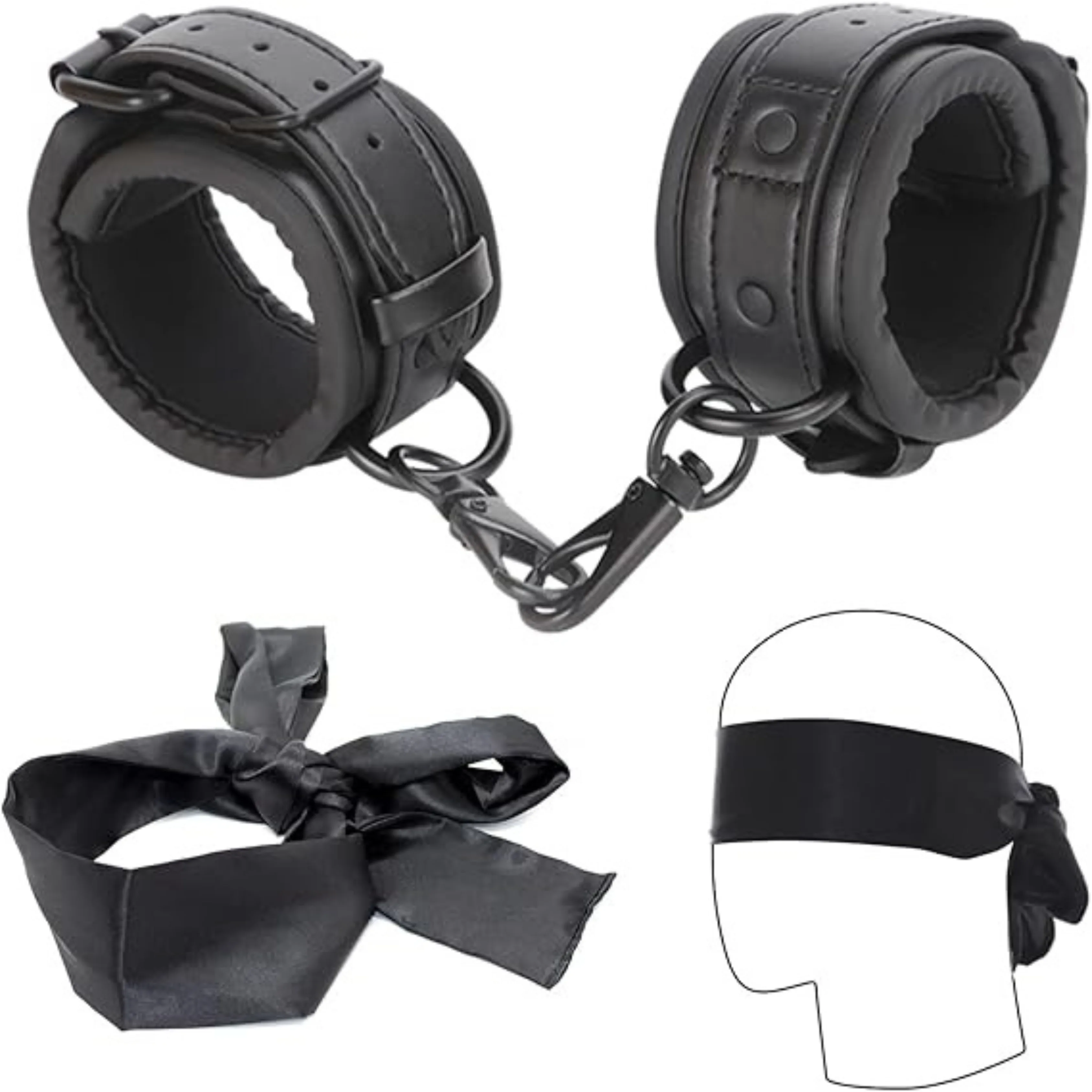 BDSM Handcuffs and Blindfold Set ( K0218 )