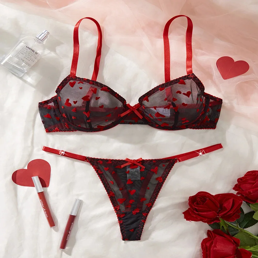 Sweetheart Lace Underwire Lingerie Set