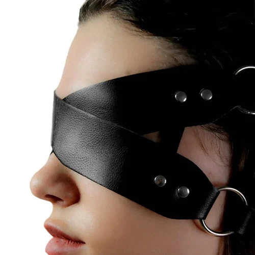 Black Faux Leather Eye Mask ( K0229 )