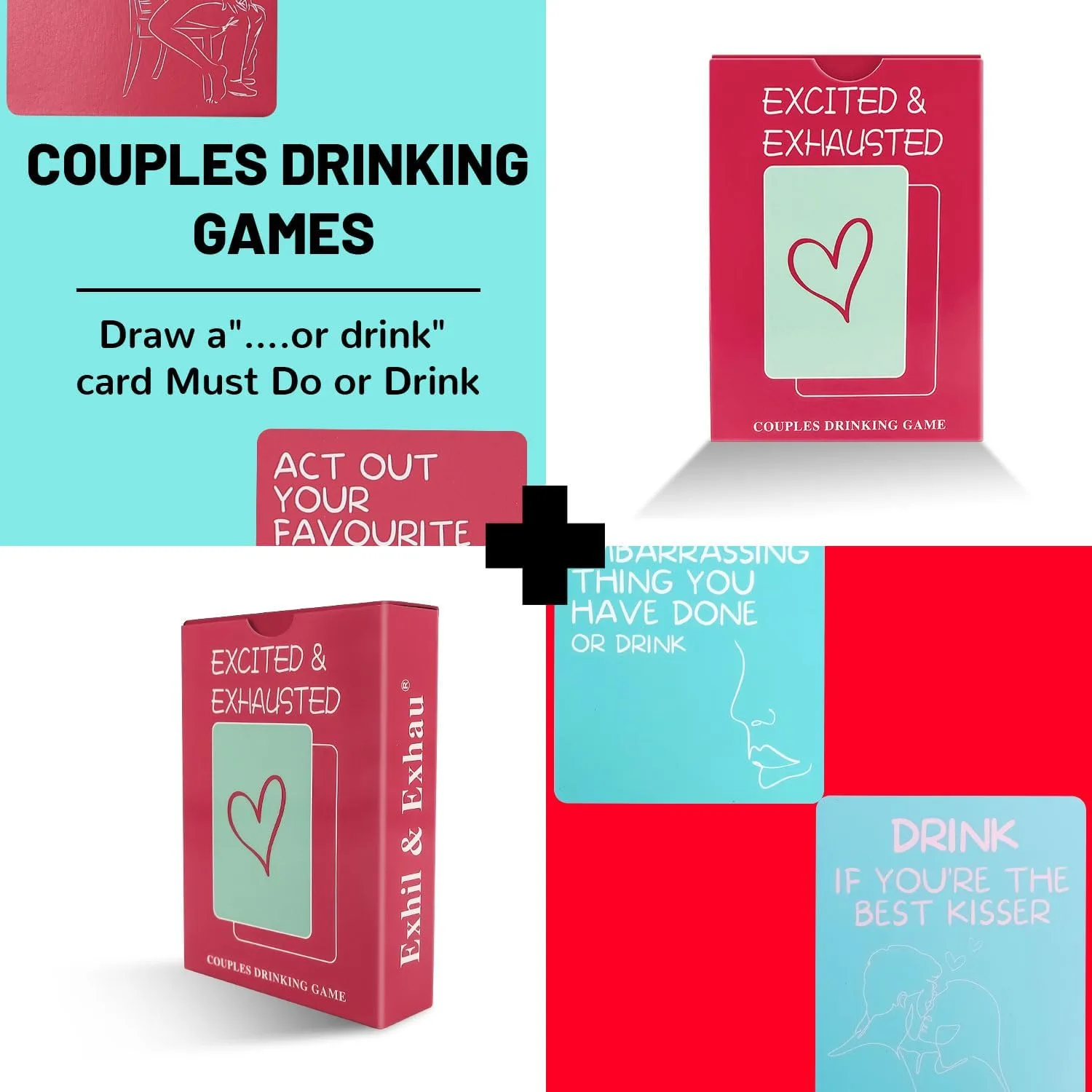 Excited and Exhausted Couple Card Game - ( K0911 )