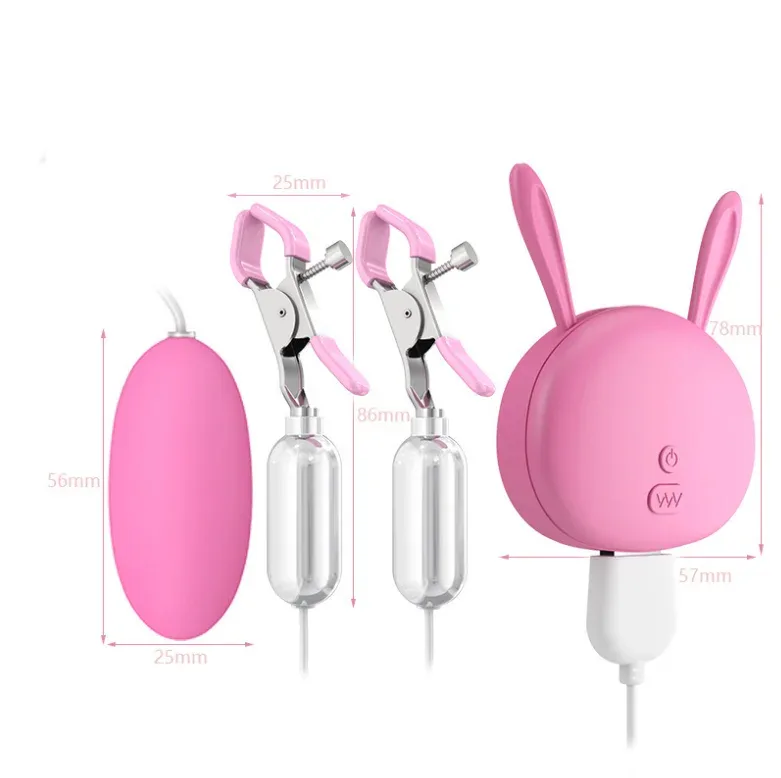 Remote Controllable Wearable Vibrator Set – Rechargeable Nipple Stimulator & Love Egg ( C0340 ) view 5