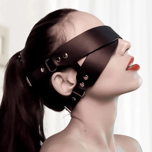 Black Faux Leather Eye Mask ( K0229 )