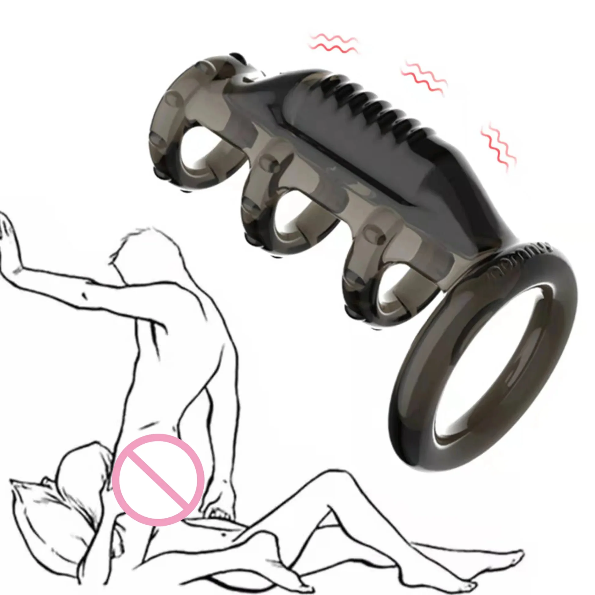 Triple-Lock Vibrating Cock Ring - Premium Enhancer Sleeve ( F0319 )